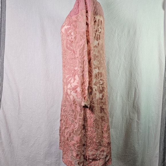 Sundance Lace Semi Sheer Tunic Dress SZ 4 Floral Motif Long Sleeve Romantic - Picture 5 of 14